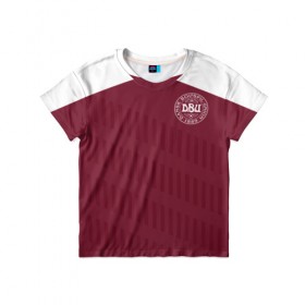 Детская футболка 3D с принтом Дания, форма в Тюмени, 100% гипоаллергенный полиэфир | прямой крой, круглый вырез горловины, длина до линии бедер, чуть спущенное плечо, ткань немного тянется | fifa | фифа | чемпионат мира