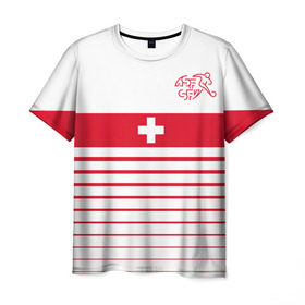 Мужская футболка 3D с принтом Швейцария, форма в Тюмени, 100% полиэфир | прямой крой, круглый вырез горловины, длина до линии бедер | fc | спорт | спортивные | фк | футбол | футбольный клуб | швейцария