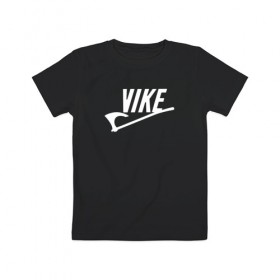 Детская футболка хлопок с принтом Vike в Тюмени, 100% хлопок | круглый вырез горловины, полуприлегающий силуэт, длина до линии бедер | Тематика изображения на принте: vikings | викинги