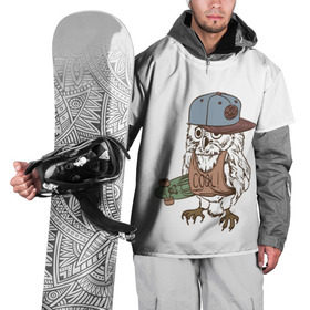 Накидка на куртку 3D с принтом Скейтер в Тюмени, 100% полиэстер |  | арт | белый | мульт | новинки | прикольный | птица | рисунок | сова | филин | черный