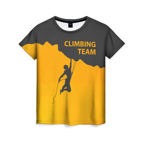 Женская футболка 3D с принтом climbing в Тюмени, 100% полиэфир ( синтетическое хлопкоподобное полотно) | прямой крой, круглый вырез горловины, длина до линии бедер | Тематика изображения на принте: adrenaline | extreme | hiking | mountaineering | mountains | risk | rock climb | rocks | sport | адреналин | альпинизм | высота | горы | риск | скалолазание | скалы | спорт | туризм | экстрим