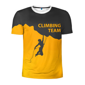 Мужская футболка 3D спортивная с принтом climbing в Тюмени, 100% полиэстер с улучшенными характеристиками | приталенный силуэт, круглая горловина, широкие плечи, сужается к линии бедра | Тематика изображения на принте: adrenaline | extreme | hiking | mountaineering | mountains | risk | rock climb | rocks | sport | адреналин | альпинизм | высота | горы | риск | скалолазание | скалы | спорт | туризм | экстрим