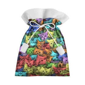 Подарочный 3D мешок с принтом Разноцветные коты в Тюмени, 100% полиэстер | Размер: 29*39 см | котенок | котик | котята | кошка | кошки | паттерн
