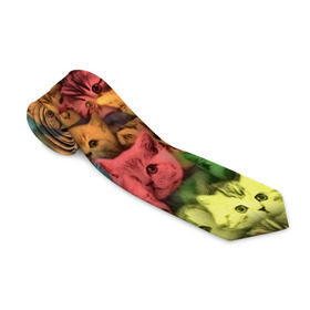 Галстук 3D с принтом Разноцветные коты в Тюмени, 100% полиэстер | Длина 148 см; Плотность 150-180 г/м2 | котенок | котик | котята | кошка | кошки | паттерн