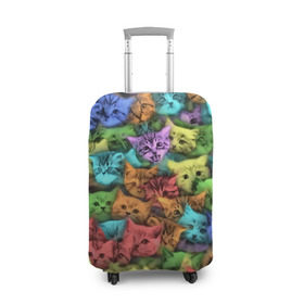 Чехол для чемодана 3D с принтом Разноцветные коты в Тюмени, 86% полиэфир, 14% спандекс | двустороннее нанесение принта, прорези для ручек и колес | котенок | котик | котята | кошка | кошки | паттерн