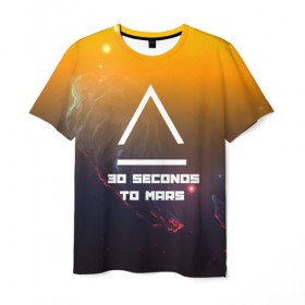 Мужская футболка 3D с принтом 30 SECONDS TO MARS SPACE STYLE в Тюмени, 100% полиэфир | прямой крой, круглый вырез горловины, длина до линии бедер | 