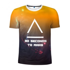 Мужская футболка 3D спортивная с принтом 30 SECONDS TO MARS SPACE STYLE в Тюмени, 100% полиэстер с улучшенными характеристиками | приталенный силуэт, круглая горловина, широкие плечи, сужается к линии бедра | 