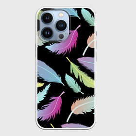 Чехол для iPhone 13 Pro с принтом Радужные перья в Тюмени,  |  | арт | белый | мульт | новинки | прикольный | птица | рисунок | сова | филин | черный