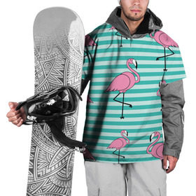 Накидка на куртку 3D с принтом Фламинго в Тюмени, 100% полиэстер |  | арт | белый | дикий | мульт | птица | рисунок | фламинго | черный