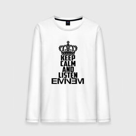 Мужской лонгслив хлопок с принтом Keep calm and listen Eminem в Тюмени, 100% хлопок |  | eminem | hip hop | hiphop | mc | rap | брюс | еменем | еминем | маршалл | мс | мэтерс | реп | репер | рэп | рэпер | хип | хипхоп | хоп | эменем | эминем