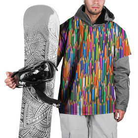 Накидка на куртку 3D с принтом Разноцветные карандаши в Тюмени, 100% полиэстер |  | Тематика изображения на принте: дизайнер | карандаш | палитра | паттерн | радуга | рисование | рисунок | художник | цвет | цветной | школа