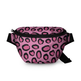 Поясная сумка 3D с принтом Розовый гепард в Тюмени, 100% полиэстер | плотная ткань, ремень с регулируемой длиной, внутри несколько карманов для мелочей, основное отделение и карман с обратной стороны сумки застегиваются на молнию | африка | животное | леопард