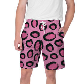 Мужские шорты 3D с принтом Розовый гепард в Тюмени,  полиэстер 100% | прямой крой, два кармана без застежек по бокам. Мягкая трикотажная резинка на поясе, внутри которой широкие завязки. Длина чуть выше колен | африка | животное | леопард