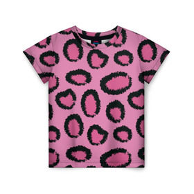 Детская футболка 3D с принтом Розовый гепард в Тюмени, 100% гипоаллергенный полиэфир | прямой крой, круглый вырез горловины, длина до линии бедер, чуть спущенное плечо, ткань немного тянется | африка | животное | леопард