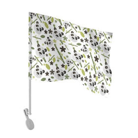 Флаг для автомобиля с принтом Чудные панды в Тюмени, 100% полиэстер | Размер: 30*21 см | бамбук | белый | зверь | медведь | милые  | панда | черный