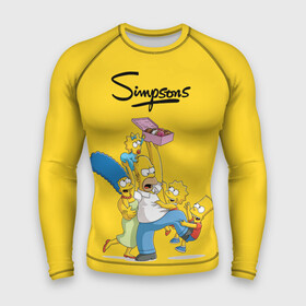 Мужской рашгард 3D с принтом Симпсоны в Тюмени,  |  | Тематика изображения на принте: пончики | семья | симпсоны