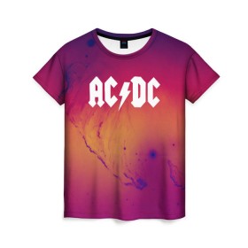 Женская футболка 3D с принтом AC DC COLLECTION SPACE EDITION в Тюмени, 100% полиэфир ( синтетическое хлопкоподобное полотно) | прямой крой, круглый вырез горловины, длина до линии бедер | Тематика изображения на принте: ac dc | logo | music | pop | rock | usa | альтернатива | металл | музыка | музыкальный | поп | рок