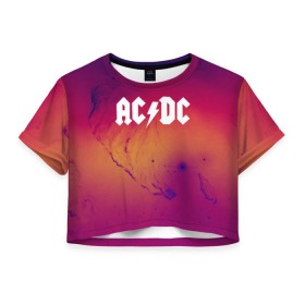 Женская футболка 3D укороченная с принтом AC DC COLLECTION SPACE EDITION в Тюмени, 100% полиэстер | круглая горловина, длина футболки до линии талии, рукава с отворотами | ac dc | logo | music | pop | rock | usa | альтернатива | металл | музыка | музыкальный | поп | рок