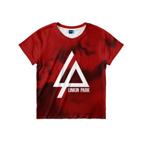 Детская футболка 3D с принтом LINKIN PARK COLOR RED MUSIC в Тюмени, 100% гипоаллергенный полиэфир | прямой крой, круглый вырез горловины, длина до линии бедер, чуть спущенное плечо, ткань немного тянется | linkin park | logo | music | pop | rock | альтернатива | металл | музыка | музыкальный | поп | рок | честер беннингтон