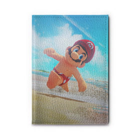 Обложка для автодокументов с принтом Super Mario Odyssey в Тюмени, натуральная кожа |  размер 19,9*13 см; внутри 4 больших “конверта” для документов и один маленький отдел — туда идеально встанут права | nintendo | super mario odyssey | марио | нинтендо