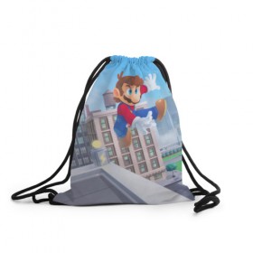 Рюкзак-мешок 3D с принтом Марио в Тюмени, 100% полиэстер | плотность ткани — 200 г/м2, размер — 35 х 45 см; лямки — толстые шнурки, застежка на шнуровке, без карманов и подкладки | 