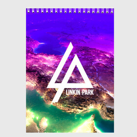 Скетчбук с принтом LINKIN PARK SPACE EDITION в Тюмени, 100% бумага
 | 48 листов, плотность листов — 100 г/м2, плотность картонной обложки — 250 г/м2. Листы скреплены сверху удобной пружинной спиралью | linkin park | logo | music | pop | rock | альтернатива | металл | музыка | музыкальный | поп | рок | честер беннингтон