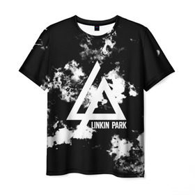 Мужская футболка 3D с принтом LINKIN PARK SMOKE FIRE STYLE в Тюмени, 100% полиэфир | прямой крой, круглый вырез горловины, длина до линии бедер | linkin park | logo | music | pop | rock | альтернатива | металл | музыка | музыкальный | поп | рок | честер беннингтон