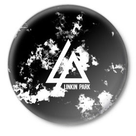 Значок с принтом LINKIN PARK SMOKE FIRE STYLE в Тюмени,  металл | круглая форма, металлическая застежка в виде булавки | linkin park | logo | music | pop | rock | альтернатива | металл | музыка | музыкальный | поп | рок | честер беннингтон