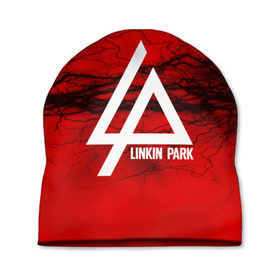 Шапка 3D с принтом LINKIN PARK lightning red в Тюмени, 100% полиэстер | универсальный размер, печать по всей поверхности изделия | linkin park | logo | music | pop | rock | альтернатива | металл | музыка | музыкальный | поп | рок | честер беннингтон