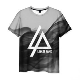 Мужская футболка 3D с принтом LINKIN PARK SMOKE GRAY 2018 в Тюмени, 100% полиэфир | прямой крой, круглый вырез горловины, длина до линии бедер | linkin park | logo | music | pop | rock | альтернатива | металл | музыка | музыкальный | поп | рок | честер беннингтон