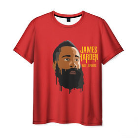 Мужская футболка 3D с принтом James Harden в Тюмени, 100% полиэфир | прямой крой, круглый вырез горловины, длина до линии бедер | fear the beard | houston rockets | nba | rise sports | баскетбол | джеймс харден | нба | хьюстон рокетс