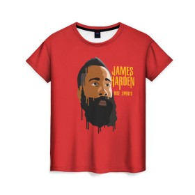 Женская футболка 3D с принтом James Harden в Тюмени, 100% полиэфир ( синтетическое хлопкоподобное полотно) | прямой крой, круглый вырез горловины, длина до линии бедер | fear the beard | houston rockets | nba | rise sports | баскетбол | джеймс харден | нба | хьюстон рокетс