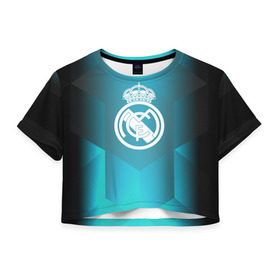 Женская футболка 3D укороченная с принтом Real Madrid Geometry Sport в Тюмени, 100% полиэстер | круглая горловина, длина футболки до линии талии, рукава с отворотами | emirates | fc | real madrid | геометрия | реал мадрид | футбольный клуб | эмблема