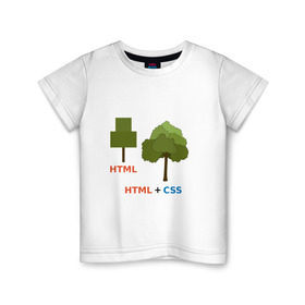 Детская футболка хлопок с принтом Веб-дизайнеры html + css в Тюмени, 100% хлопок | круглый вырез горловины, полуприлегающий силуэт, длина до линии бедер | css | html | веб дизайн | дерево | дизайн | программирование | программист