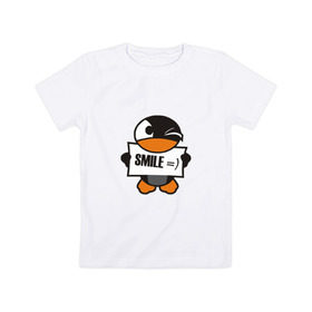 Детская футболка хлопок с принтом Улыбка уточки в Тюмени, 100% хлопок | круглый вырез горловины, полуприлегающий силуэт, длина до линии бедер | Тематика изображения на принте: smie | улыбайтесь | улыбка | утка | уточка