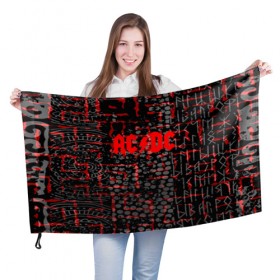 Флаг 3D с принтом AC DC inferno collection в Тюмени, 100% полиэстер | плотность ткани — 95 г/м2, размер — 67 х 109 см. Принт наносится с одной стороны | 