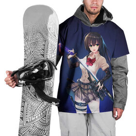 Накидка на куртку 3D с принтом Anime girl в Тюмени, 100% полиэстер |  | anime | girl | japan | katana | samurai | sword | аниме | девушка | катана | меч | оружие | самурай | япония