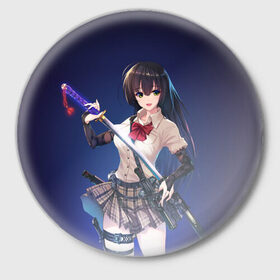 Значок с принтом Anime girl в Тюмени,  металл | круглая форма, металлическая застежка в виде булавки | Тематика изображения на принте: anime | girl | japan | katana | samurai | sword | аниме | девушка | катана | меч | оружие | самурай | япония
