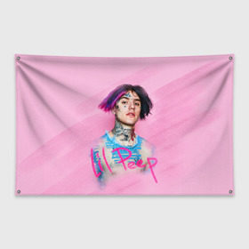 Флаг-баннер с принтом Lil Pink в Тюмени, 100% полиэстер | размер 67 х 109 см, плотность ткани — 95 г/м2; по краям флага есть четыре люверса для крепления | lil peep | rap | густав ор | лил пип | рэп