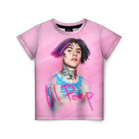 Детская футболка 3D с принтом Lil Pink в Тюмени, 100% гипоаллергенный полиэфир | прямой крой, круглый вырез горловины, длина до линии бедер, чуть спущенное плечо, ткань немного тянется | Тематика изображения на принте: lil peep | rap | густав ор | лил пип | рэп