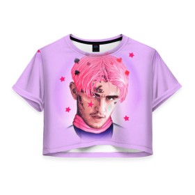 Женская футболка 3D укороченная с принтом Lil Prince в Тюмени, 100% полиэстер | круглая горловина, длина футболки до линии талии, рукава с отворотами | lil peep | rap | густав ор | лил пип | рэп