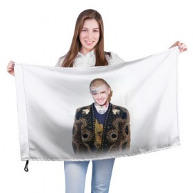 Флаг 3D с принтом White Peep в Тюмени, 100% полиэстер | плотность ткани — 95 г/м2, размер — 67 х 109 см. Принт наносится с одной стороны | lil peep | rap | густав ор | лил пип | рэп