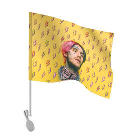 Флаг для автомобиля с принтом Thunder Peep в Тюмени, 100% полиэстер | Размер: 30*21 см | lil peep | rap | густав ор | лил пип | рэп