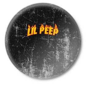 Значок с принтом Lil Fire Peep в Тюмени,  металл | круглая форма, металлическая застежка в виде булавки | lil peep | rap | густав ор | лил пип | рэп