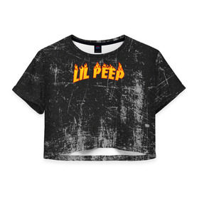 Женская футболка 3D укороченная с принтом Lil Fire Peep в Тюмени, 100% полиэстер | круглая горловина, длина футболки до линии талии, рукава с отворотами | lil peep | rap | густав ор | лил пип | рэп