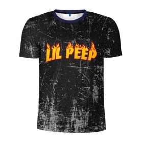 Мужская футболка 3D спортивная с принтом Lil Fire Peep в Тюмени, 100% полиэстер с улучшенными характеристиками | приталенный силуэт, круглая горловина, широкие плечи, сужается к линии бедра | lil peep | rap | густав ор | лил пип | рэп