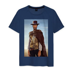 Мужская футболка хлопок с принтом Clint Eastwood в Тюмени, 100% хлопок | прямой крой, круглый вырез горловины, длина до линии бедер, слегка спущенное плечо. | дикий запад | клинт иствуд | ковбой | техас