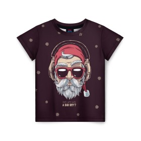Детская футболка 3D с принтом Who was a bad boy? в Тюмени, 100% гипоаллергенный полиэфир | прямой крой, круглый вырез горловины, длина до линии бедер, чуть спущенное плечо, ткань немного тянется | bad | beard | boy | christmas | hipster | new year | santa | борода | дед мороз | новый год | рождество | санта | хипстер
