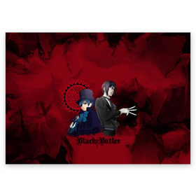 Поздравительная открытка с принтом Темный дворецкий в Тюмени, 100% бумага | плотность бумаги 280 г/м2, матовая, на обратной стороне линовка и место для марки
 | anime | black butler | manga | аниме | демон | манга | сиэль фантомхайв | яна тобосо