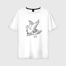 Женская футболка хлопок Oversize с принтом LIL PEEP Cry Baby в Тюмени, 100% хлопок | свободный крой, круглый ворот, спущенный рукав, длина до линии бедер
 | band | bird | cry baby | emo | lil peep | logo | music | musician | rap | swag | whiner | группа | леттеринг | логотип | музыка | музыкант | нытик | птица | рэп | сваг | шрифт | эмо